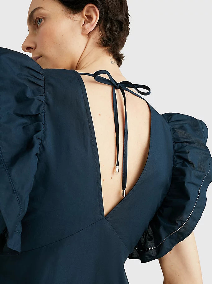 Ruffled Sateen Maxi Dress - Desert Sky