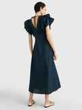 Ruffled Sateen Maxi Dress - Desert Sky