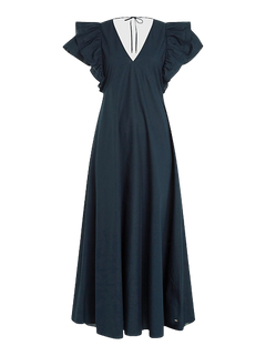 Ruffled Sateen Maxi Dress - Desert Sky