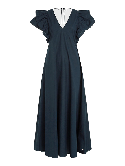 Ruffled Sateen Maxi Dress - Desert Sky