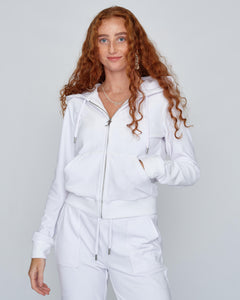 Robertson Classic Velour Zip Hoodie - White