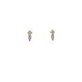 Dainty Crystal & Navette Mini Stud Earrings - Lilac