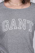 Arch Logo LS T-shirt - Grey Melange - GANT - T-skjorter & Topper - VILLOID.no