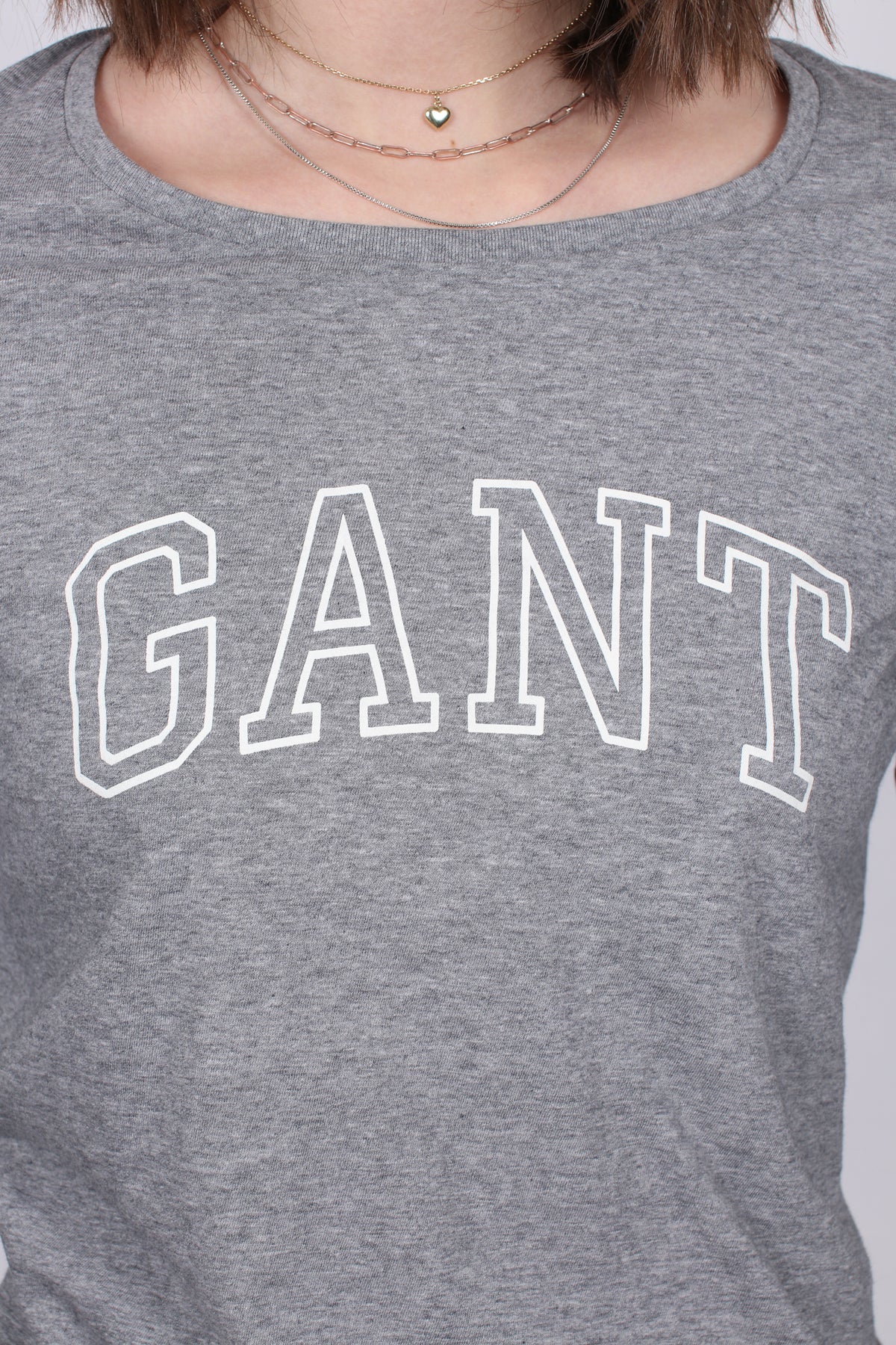 Arch Logo LS T-shirt - Grey Melange - GANT - T-skjorter & Topper - VILLOID.no
