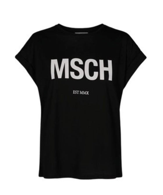 Alva MSCH STD Tee - Black/White - Moss Copenhagen - T-skjorter & Topper - VILLOID.no
