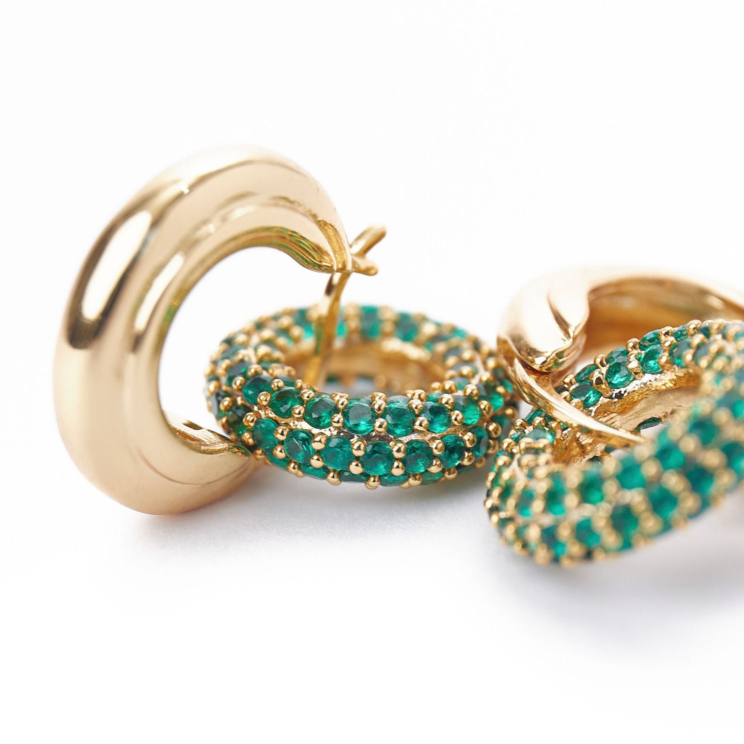 Pave Interlocking Doughnut Hoop Earrings EMD - Gold