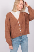 Hairy Knit Cardigan - Camel - ByTimo - Gensere - VILLOID.no