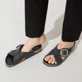 Siena Big Buckle Oiled Leather Narrow - Black