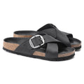 Siena Big Buckle Oiled Leather Narrow - Black