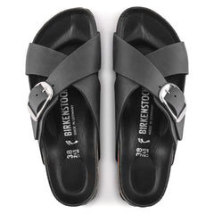 Siena Big Buckle Oiled Leather Narrow - Black