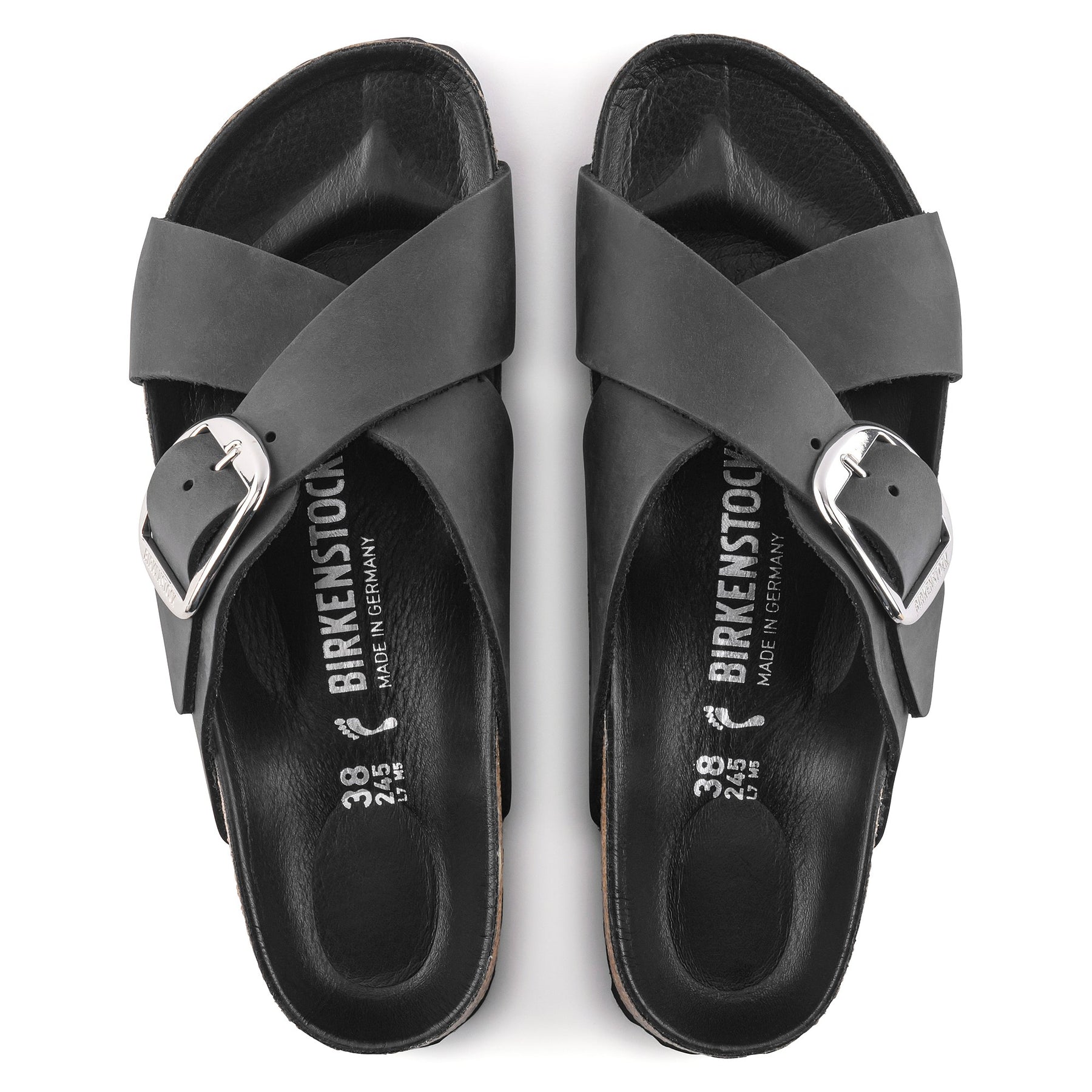 Siena Big Buckle Oiled Leather Narrow - Black