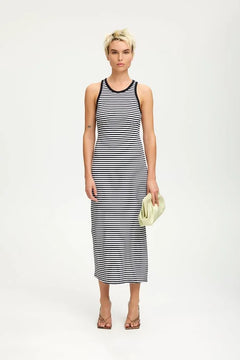 DrewGZ Striped SL Long Dress - Black/White Stripe