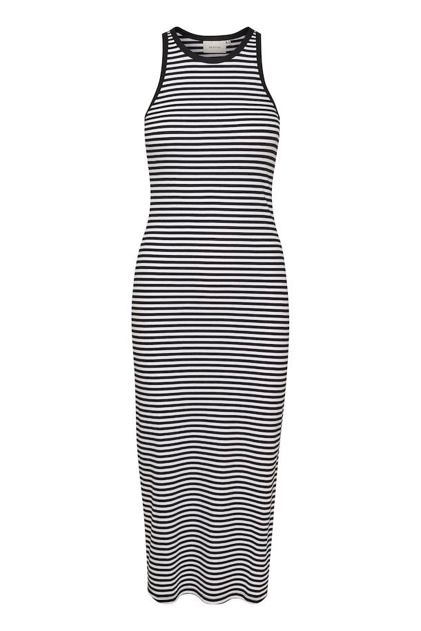 DrewGZ Striped SL Long Dress - Black/White Stripe