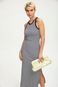 DrewGZ Striped SL Long Dress - Black/White Stripe