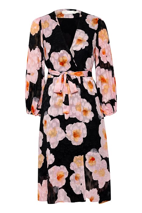 BasiraIW Wrap Dress - Pink Poetic Flower
