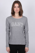 Arch Logo LS T-shirt - Grey Melange - GANT - T-skjorter & Topper - VILLOID.no