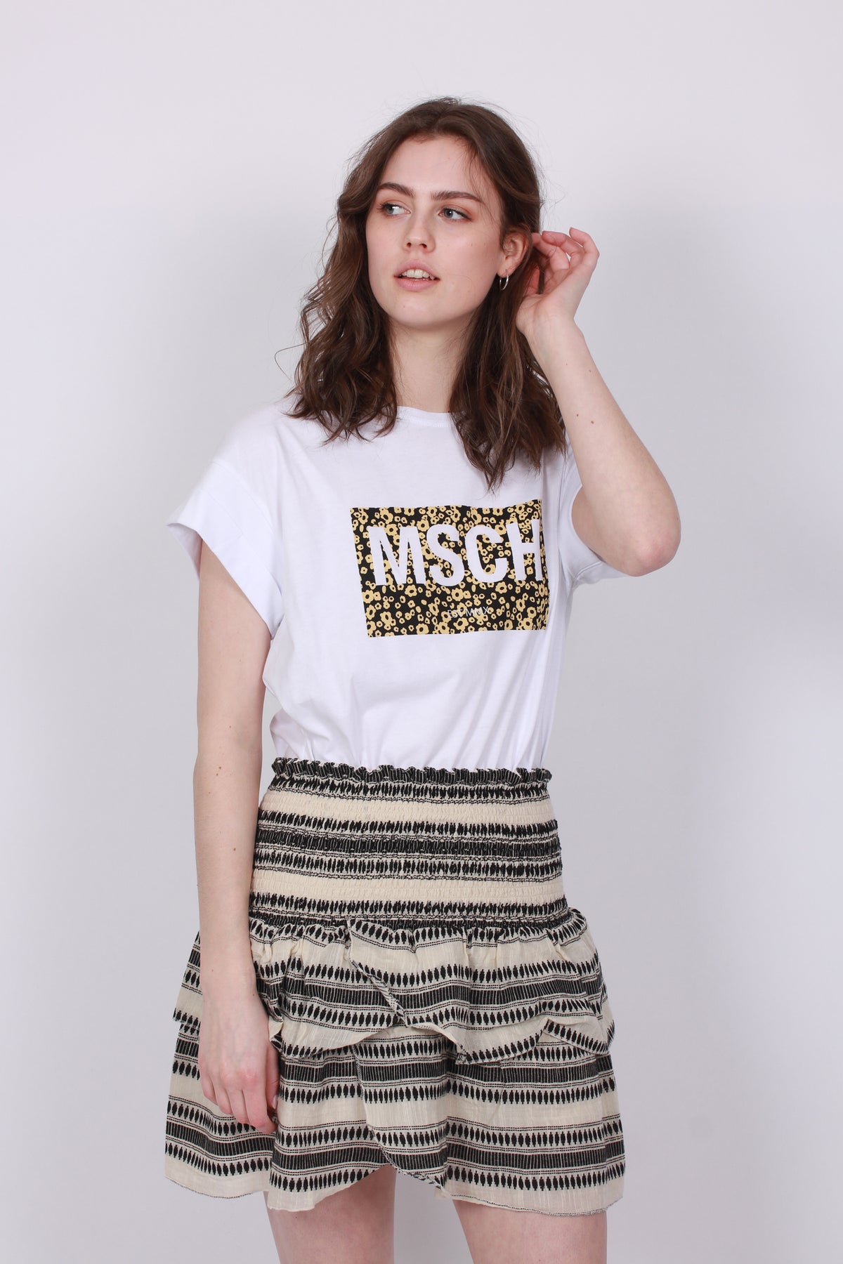 Alva MSCH STD Tee - White/Celina - Moss Copenhagen - T-skjorter & Topper - VILLOID.no