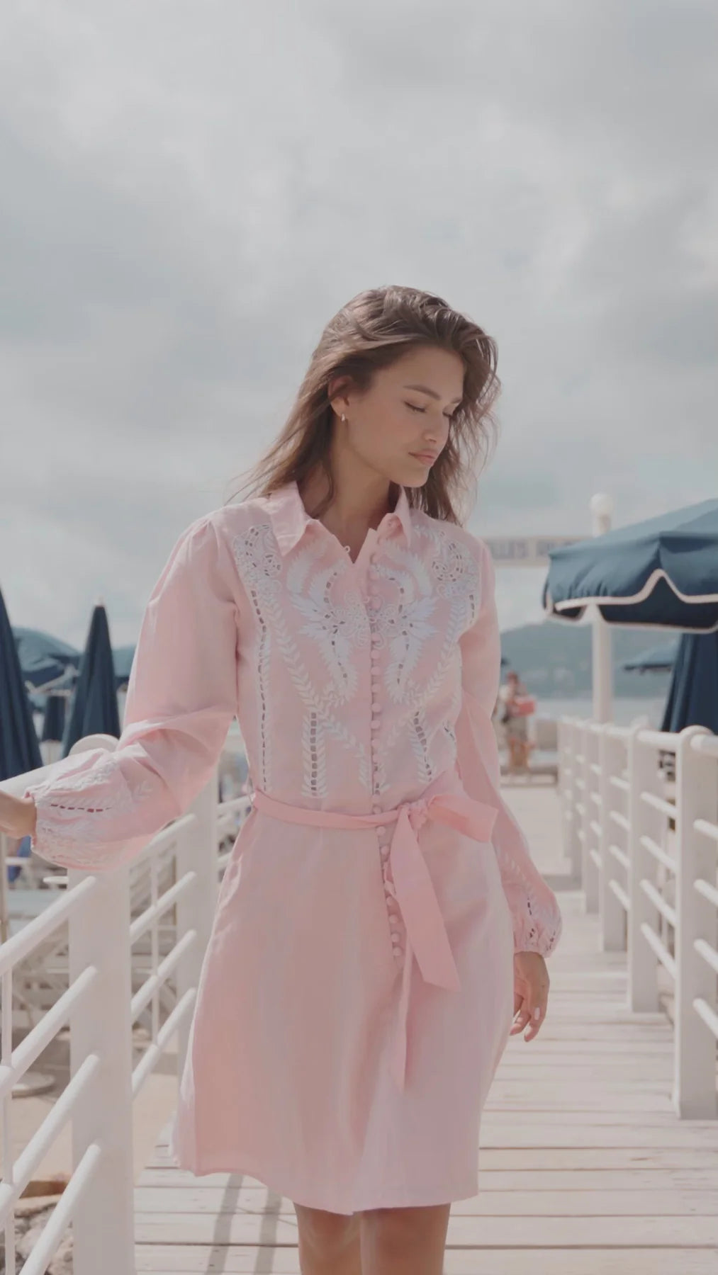 Berta Dress - Light Pink With Embroidery