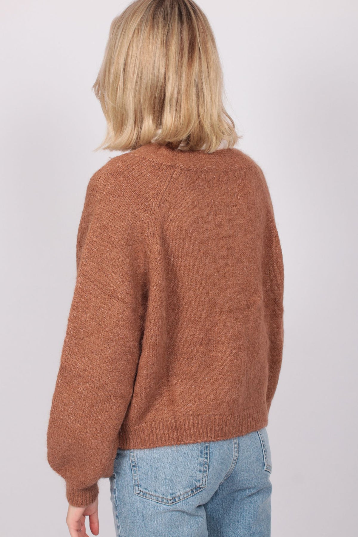 Hairy Knit Cardigan - Camel - ByTimo - Gensere - VILLOID.no