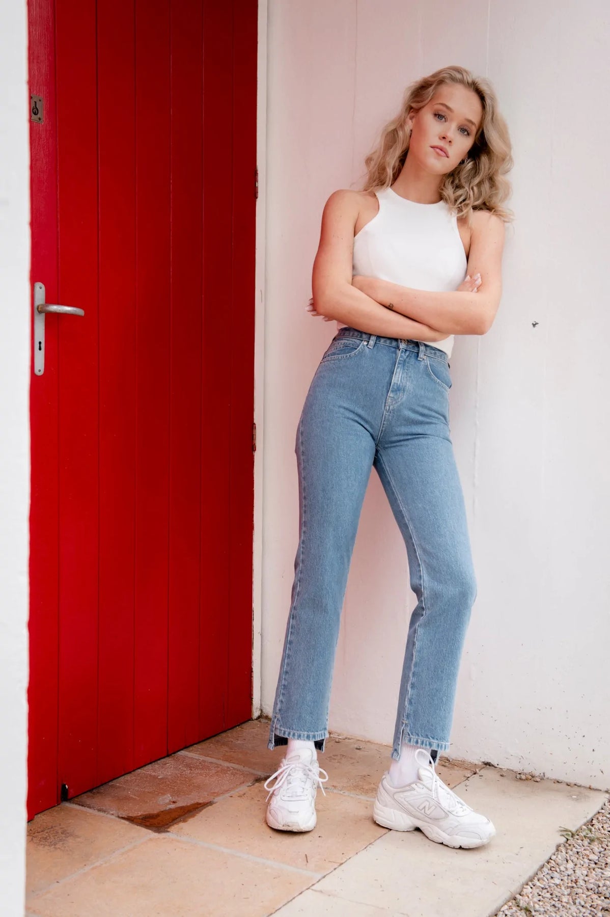 High Rise Cropped Kick Flare - Light Blue