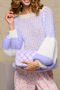Liana Knit Sweater - Lavender/White