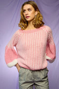 Liana Knit Sweater - Vit/Rosa