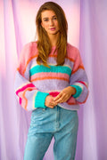Ella Knit Sweater - Rose/Blue/Lilac Mix