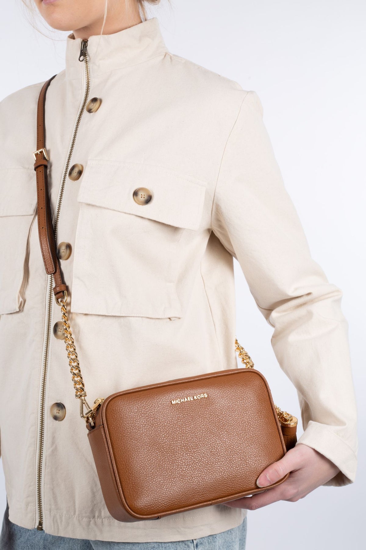Jet Set Medium Pebbled Leather Crossbody Bag - Luggage