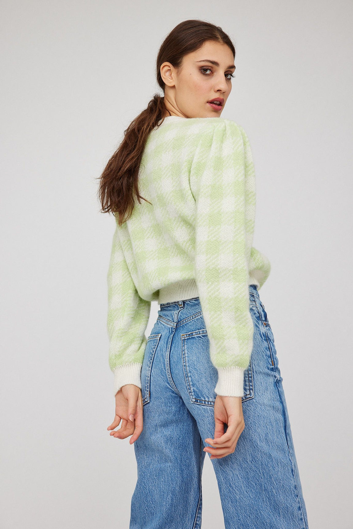 Florie Jacquard Cardigan - Lime Cream