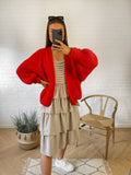 Fora Knit Cardigan - Red