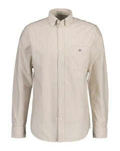 Reg Oxford Banker Stripe Shirt - Woody Brown