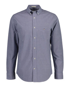 Reg Poplin Micro Check Shirt - College Blue