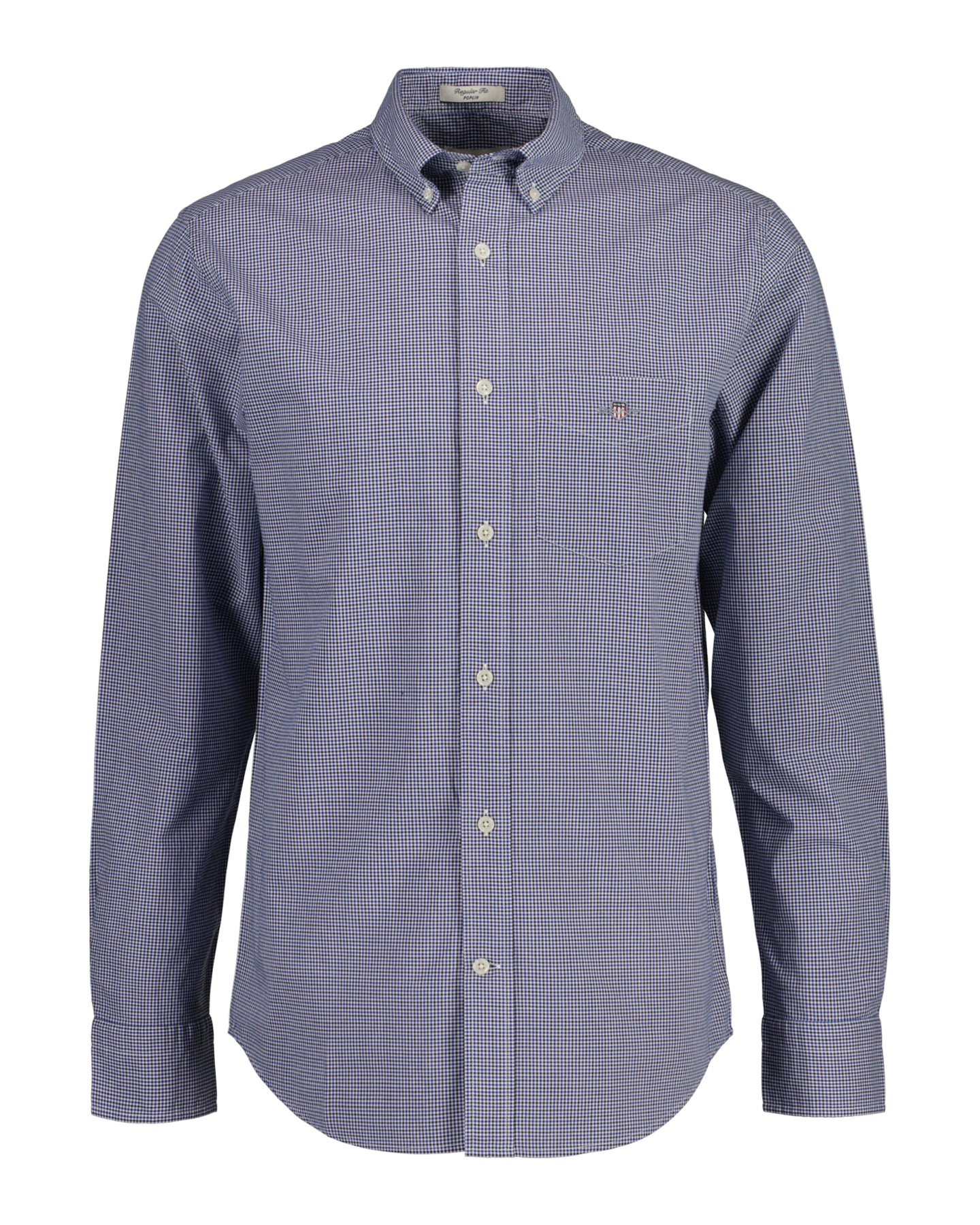 Reg Poplin Micro Check Shirt - College Blue