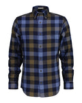 Reg Herringbone Flannel Check Shirt - Marine