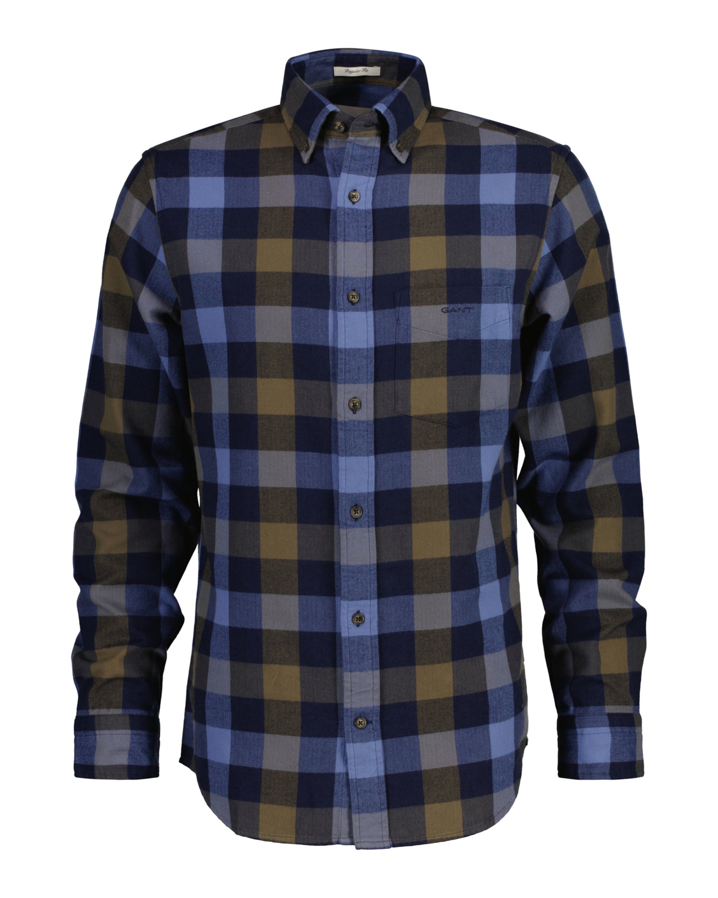 Reg Herringbone Flannel Check Shirt - Marine