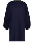 Logo Volume Ls C-Neck Dress - Evening Blue