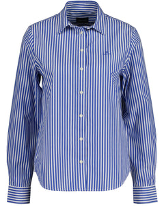 Regular Fit Striped Broadcloth Shirt - Lapis Blue