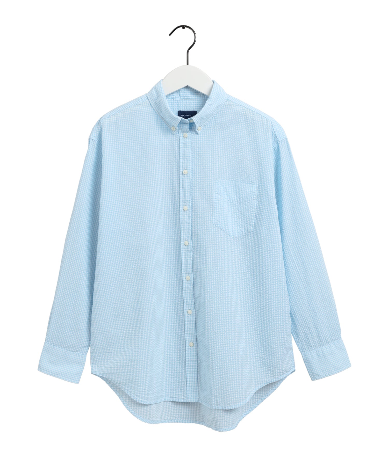 D1. Relaxed Gingham Shirt - Waterfall Blue