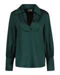 Reg Pop Over High Cuff Blouse - Tartan Green