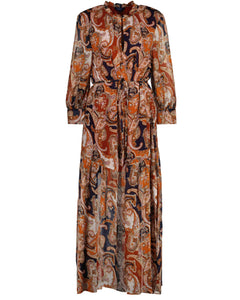 D2. Paisley Flounce Maxi Dress - Golden Orange