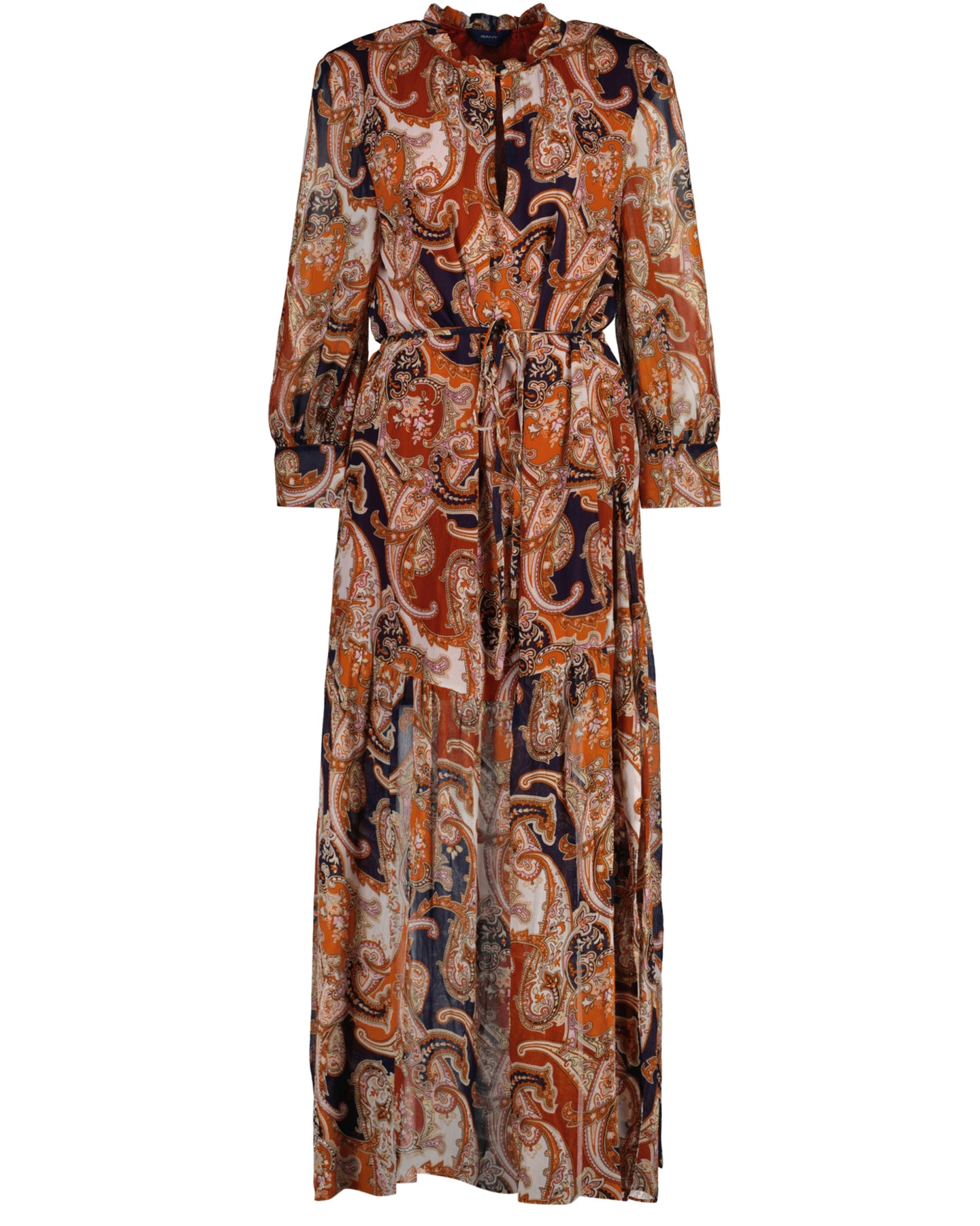 D2. Paisley Flounce Maxi Dress - Golden Orange