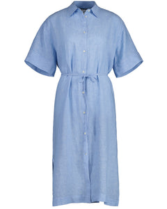 Relaxed Ss Linen Shirt Dress - Gentle Blue
