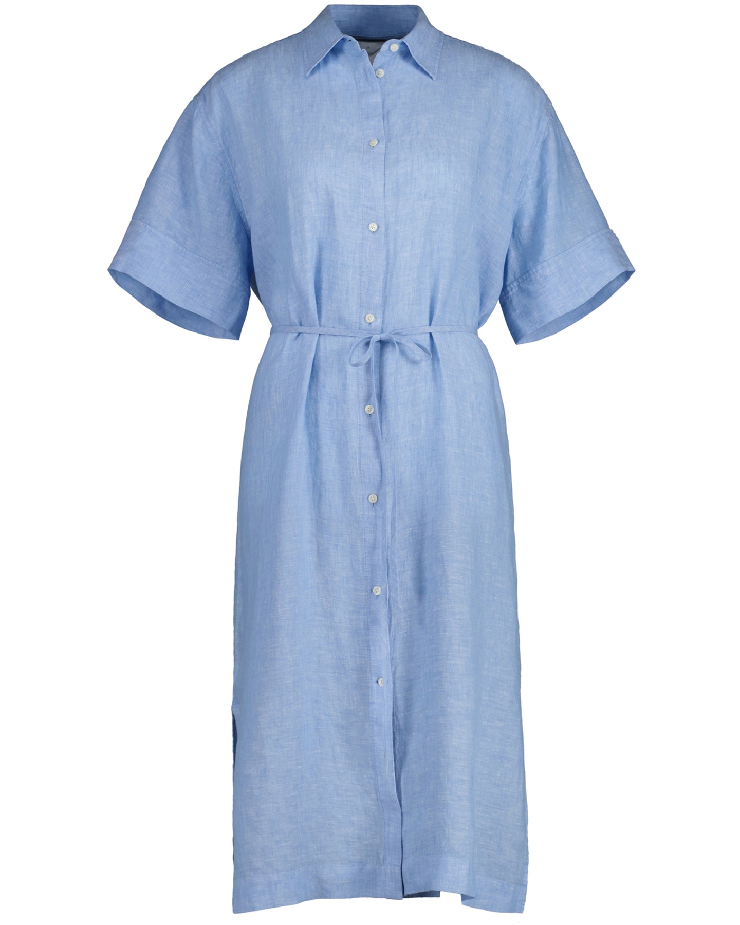 Relaxed Ss Linen Shirt Dress - Gentle Blue