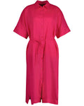 Relaxed Ss Linen Shirt Dress - Magenta Pink