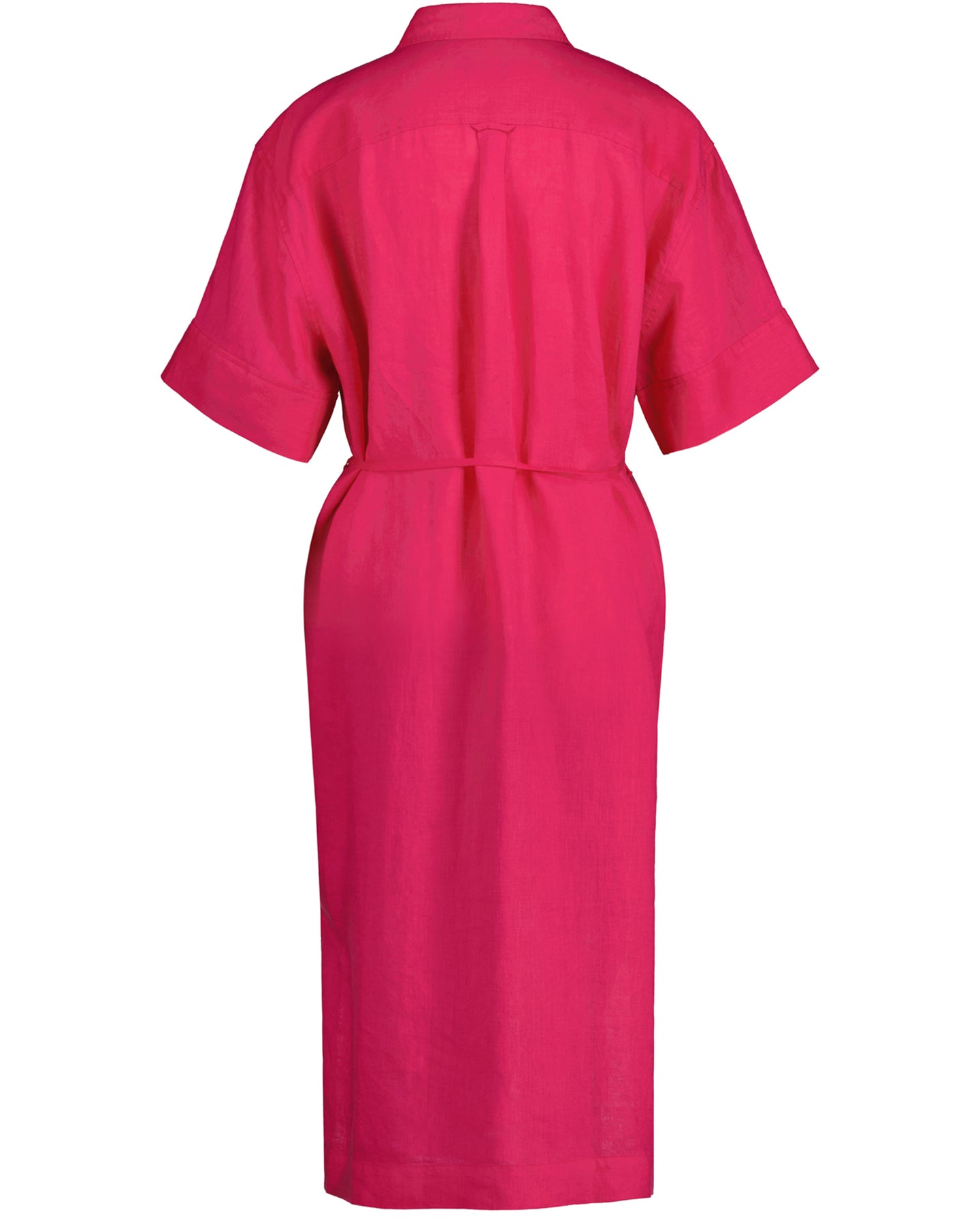 Relaxed Ss Linen Shirt Dress - Magenta Pink