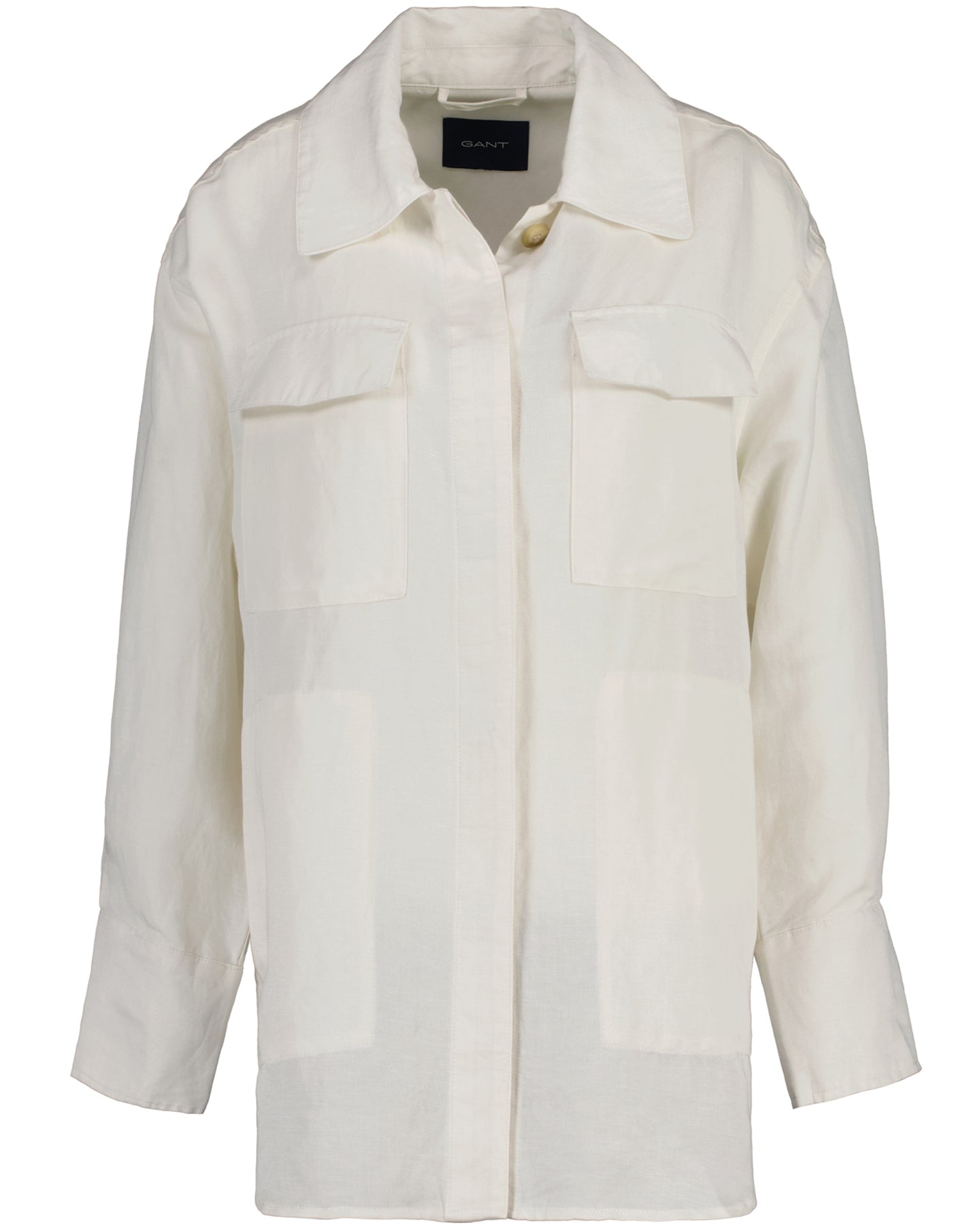 Linen Viscose Shirt Jacket - Eggshell