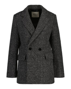 Regular Herringbone Blazer - Antracit Melange