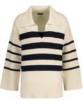 Breton Open Collar Knit Sweater - Cream