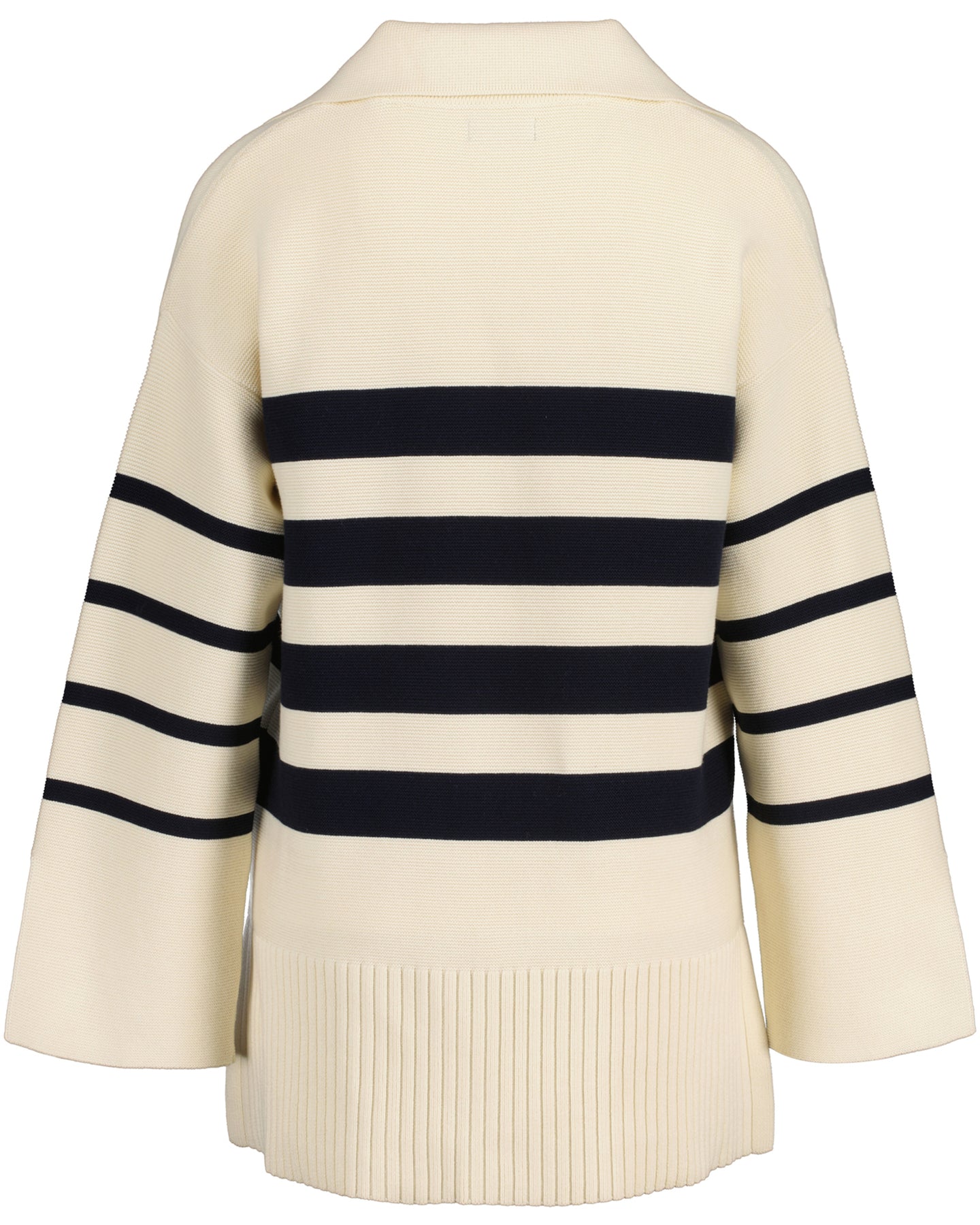 Breton Open Collar Knit Sweater - Cream