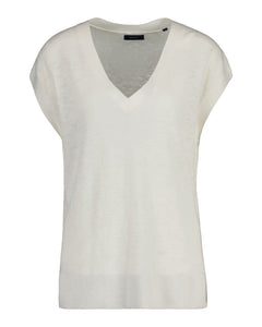 Linen-Blend V-Neck Vest - White